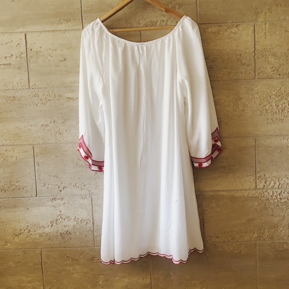 Raj White and Red Embroidered Dress - Picture 4 of 7